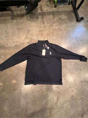 Seattle Mariners Tommy Bahamas Men's Navy Quarter-Zip Polo with 'S' Logo